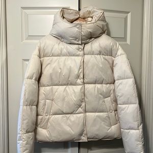 J Crew signature Puffer with removable hood.Size Large.
